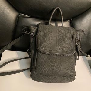 Black Snake Print Backpack Purse